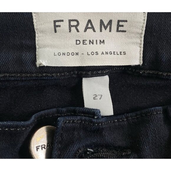 FRAME Women Le High Skinny Film Noir Stretch Denim Stretch Sz 27 Black 7-19 - Picture 7 of 15